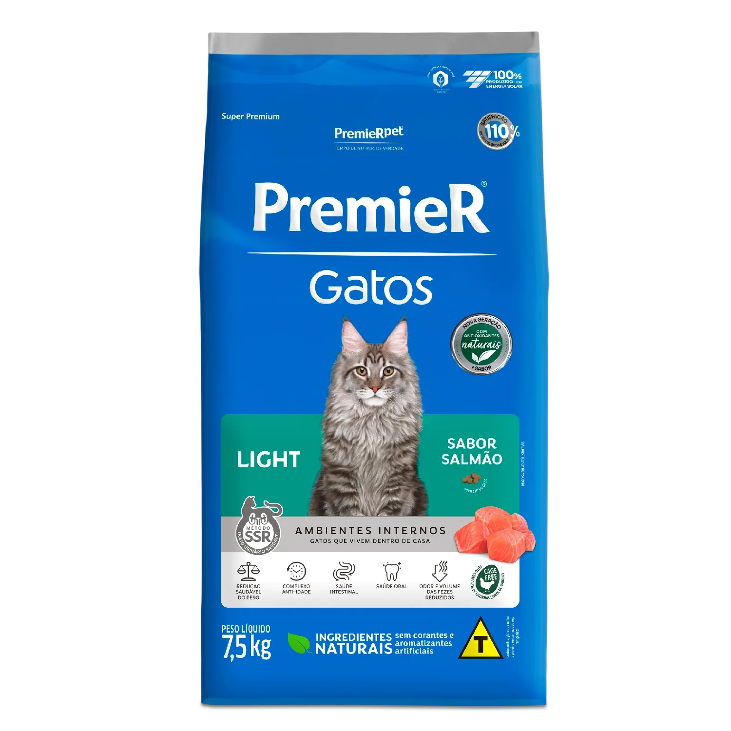 Ração Premier Ambientes Internos Light Gatos Adultos Salmão